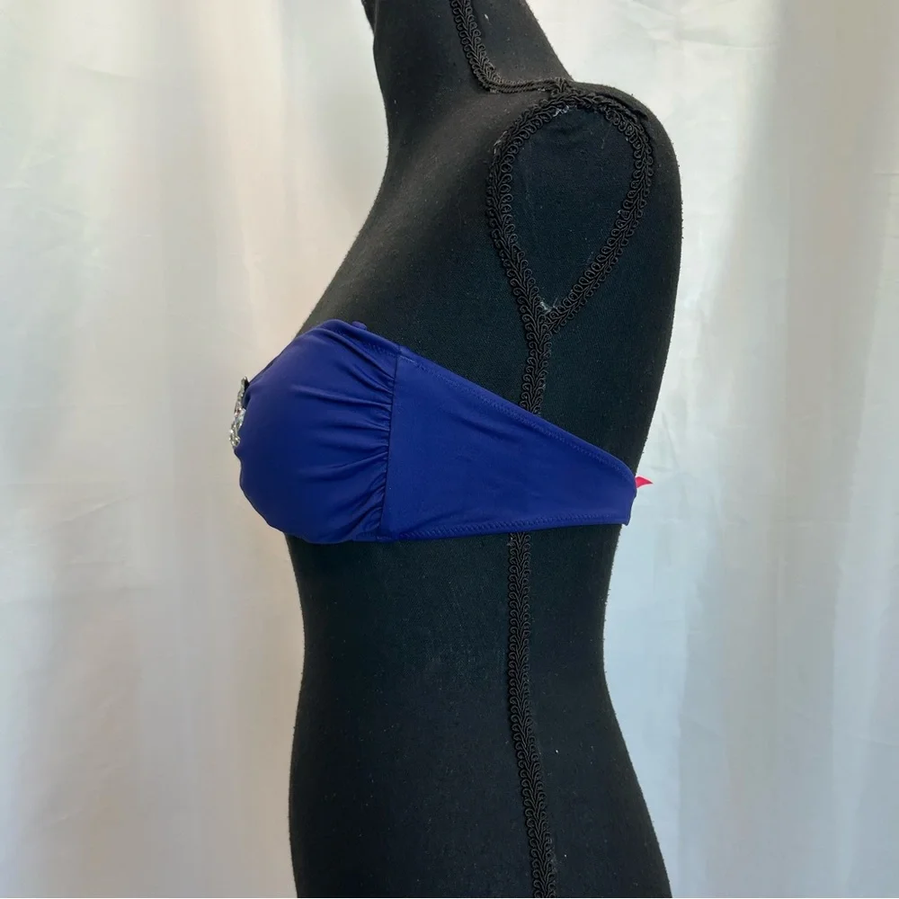 Victoria's Secret blue bandeau bikini top gem jewelled Sz M - Picture 4 of 14